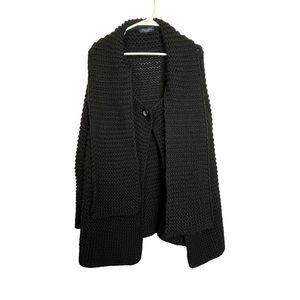 Piazza Sempione Black Knit Scarf Cardigan Size L Women